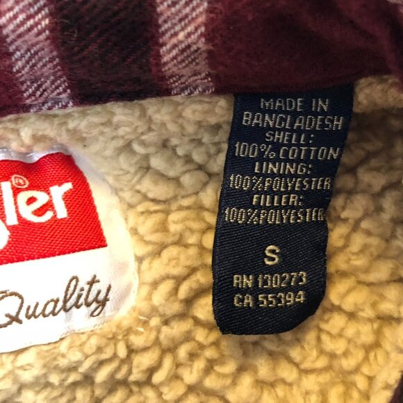 Wrangler Mens Shirt Jacket Small Flannel Red Plaid Sherpa Lined Warm Cozy Winter - Picture 4 of 12